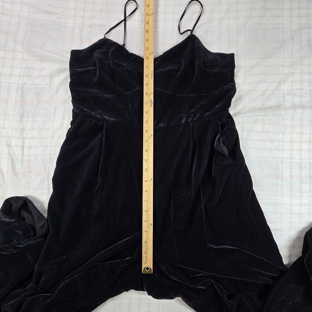 J. CREW Velvet Spaghetti Strap Wide Leg Cropped Jumpsuit Whimsigoth Black 12 - Picture 8 of 14